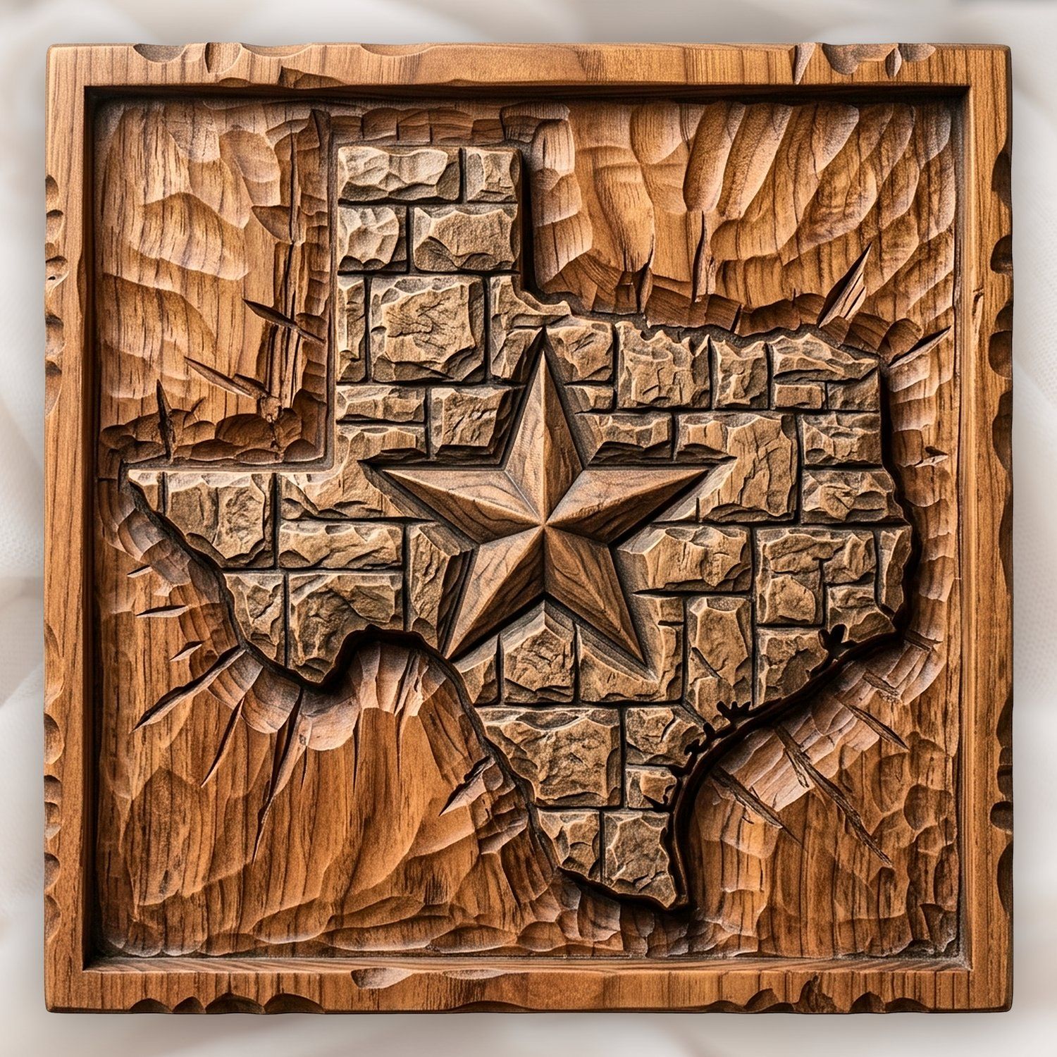 Texas Lone Star Masonry Map CNC Relief STL bas-relief STL design