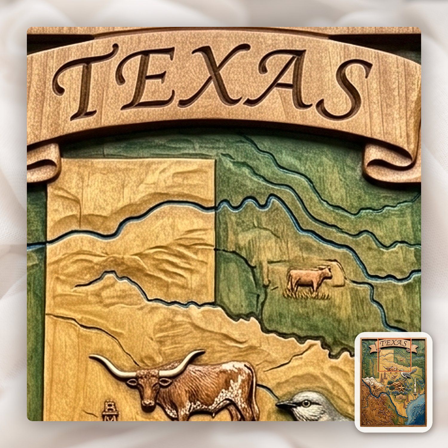 Texas State Heritage Map Alamo Space Shuttle CNC Relief STL bas-relief STL — view 12
