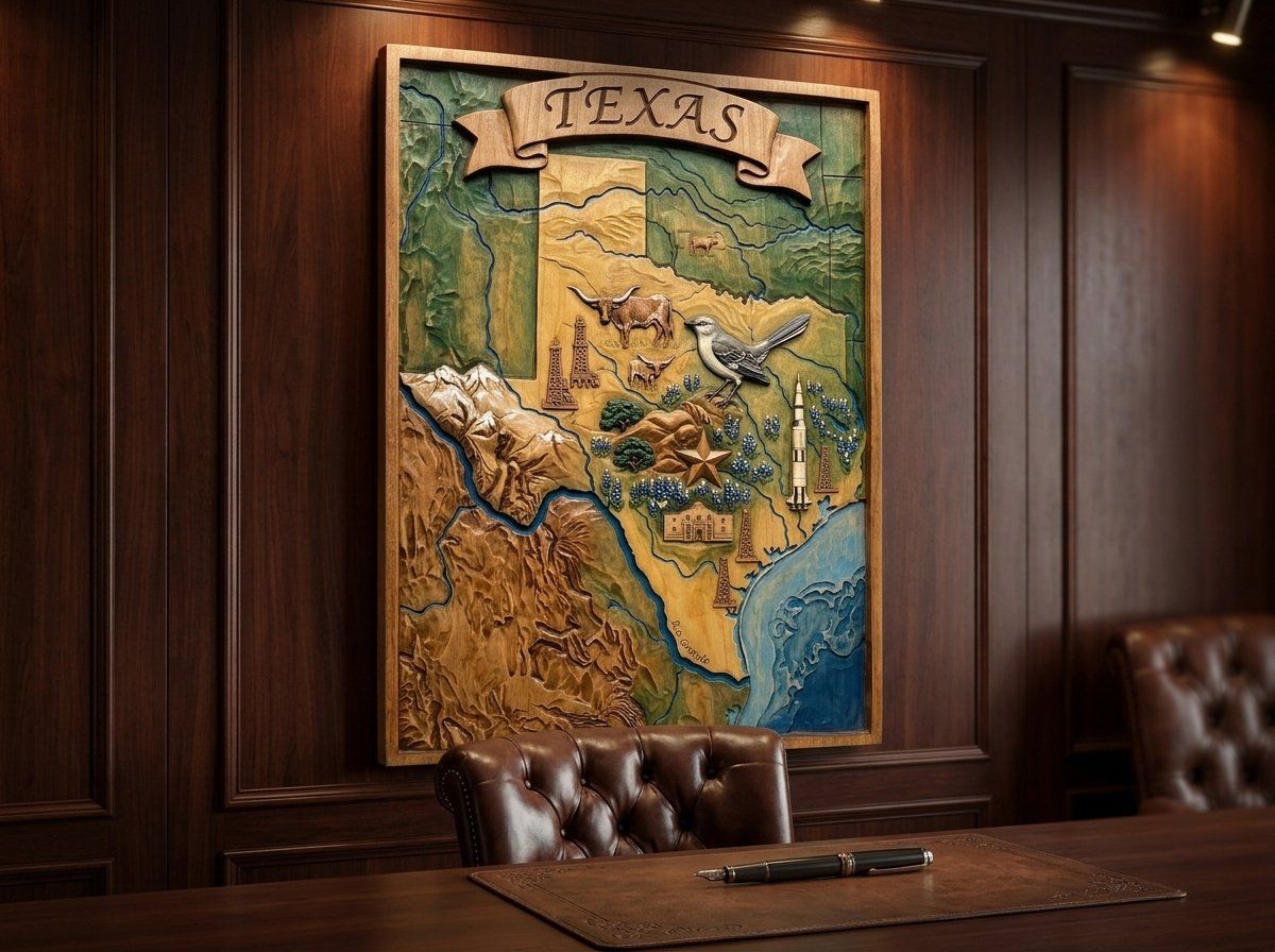 Texas State Heritage Map Alamo Space Shuttle CNC Relief STL bas-relief STL — view 14
