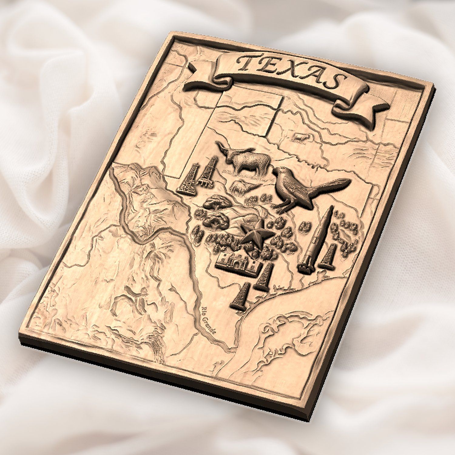 Texas State Heritage Map Alamo Space Shuttle CNC Relief STL bas-relief STL — view 6