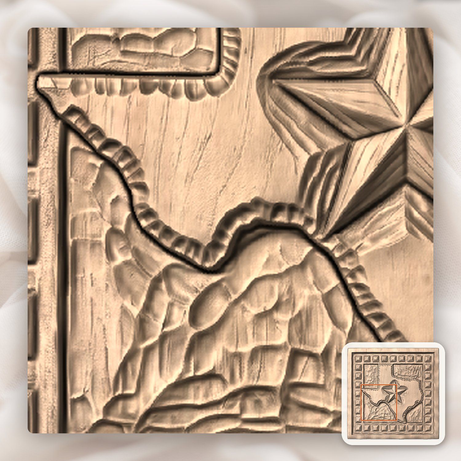 Texas State Lone Star Map CNC Relief STL bas-relief STL — view 8