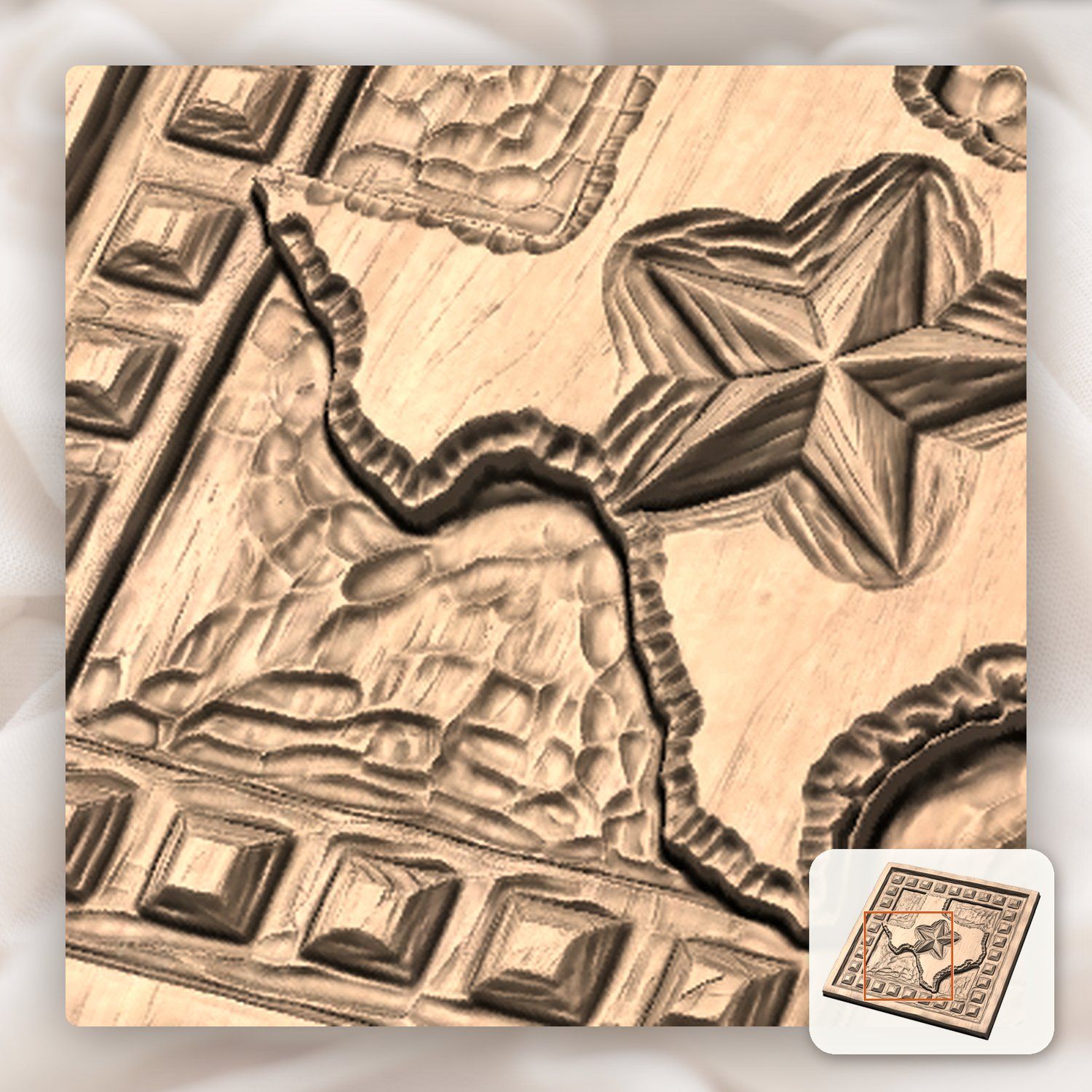 Texas State Lone Star Map CNC Relief STL bas-relief STL — view 10