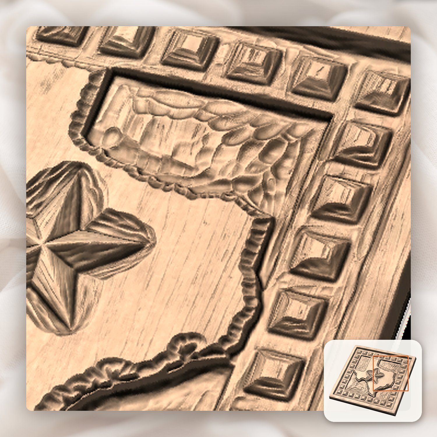 Texas State Lone Star Map CNC Relief STL bas-relief STL — view 11