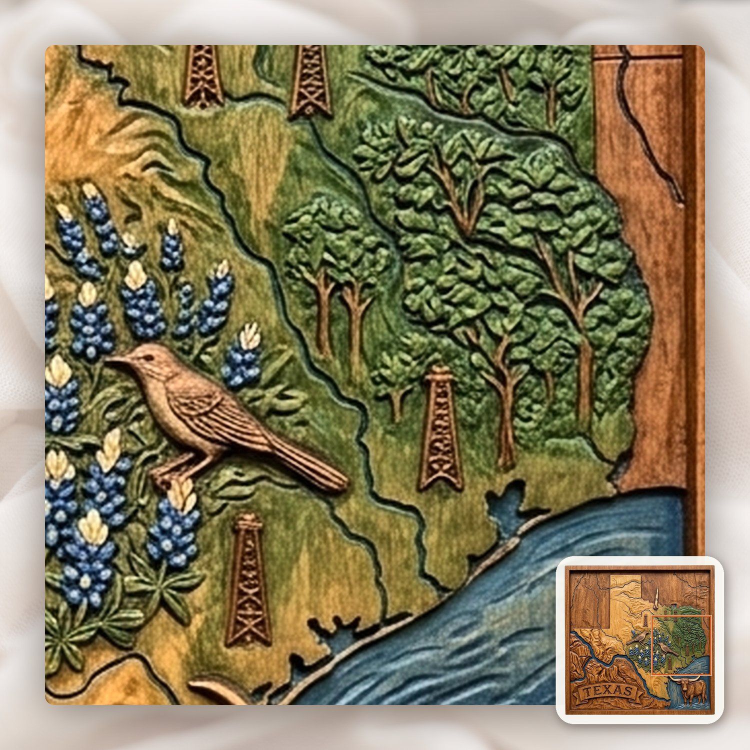 Texas State Map Landscape CNC Relief STL bas-relief STL — view 12