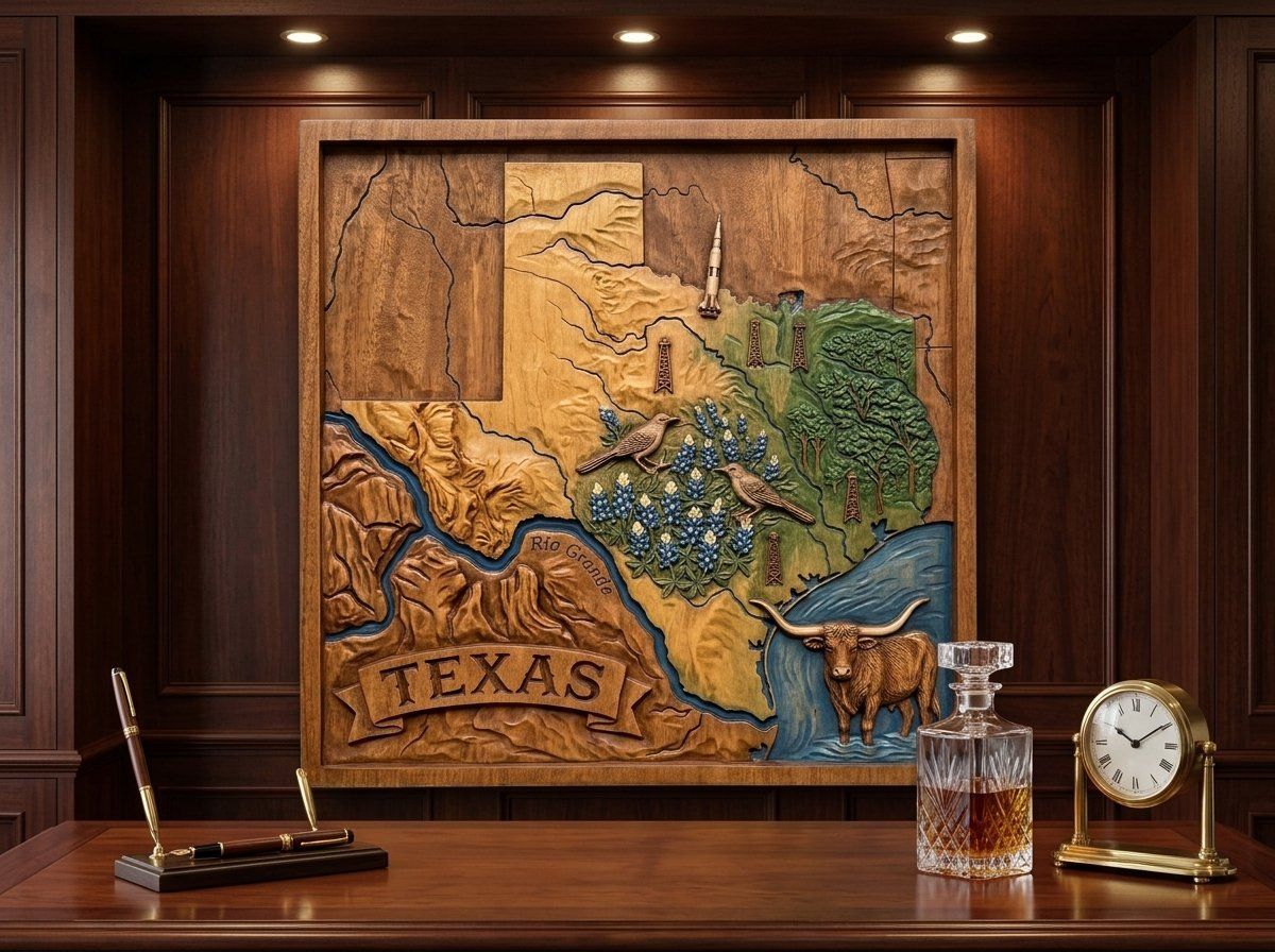 Texas State Map Landscape CNC Relief STL bas-relief STL — view 14