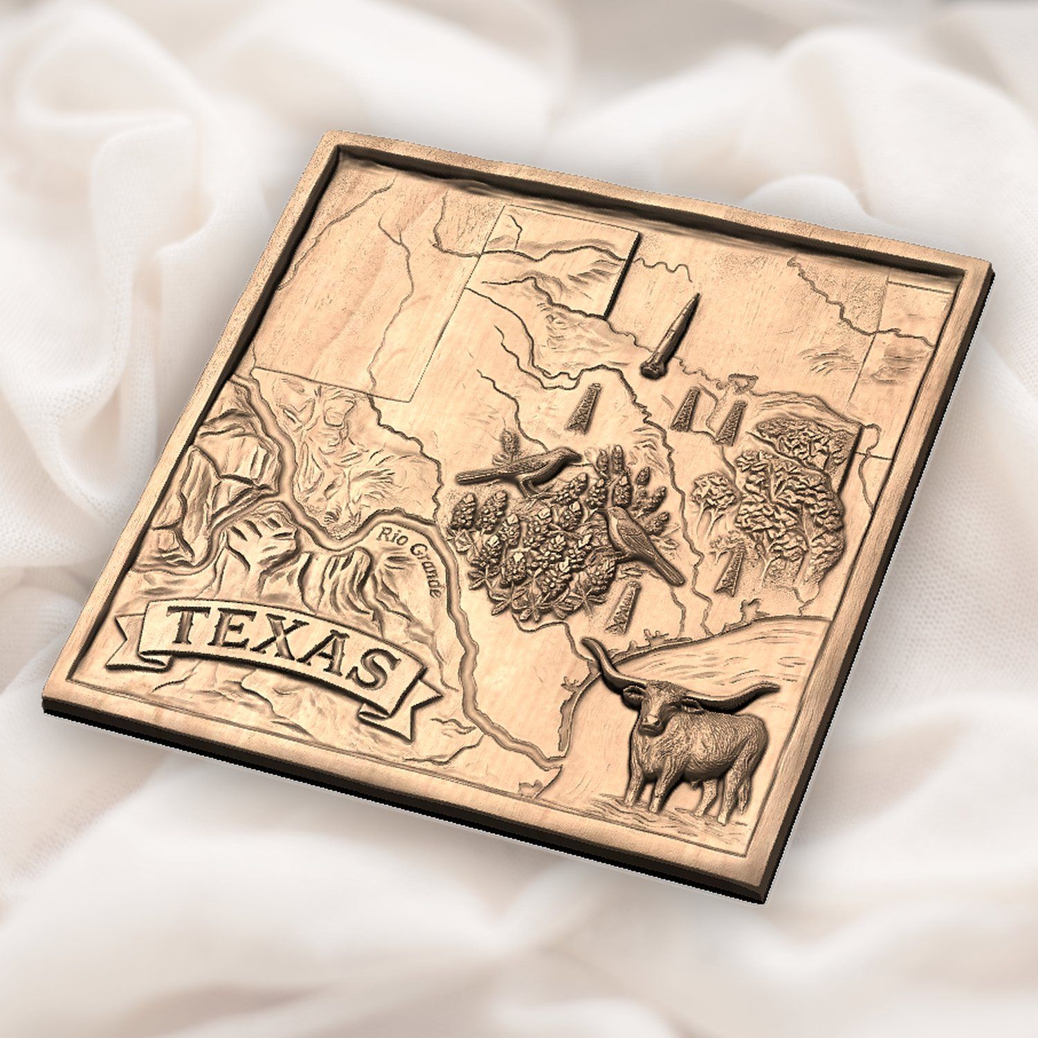 Texas State Map Landscape CNC Relief STL bas-relief STL — view 6