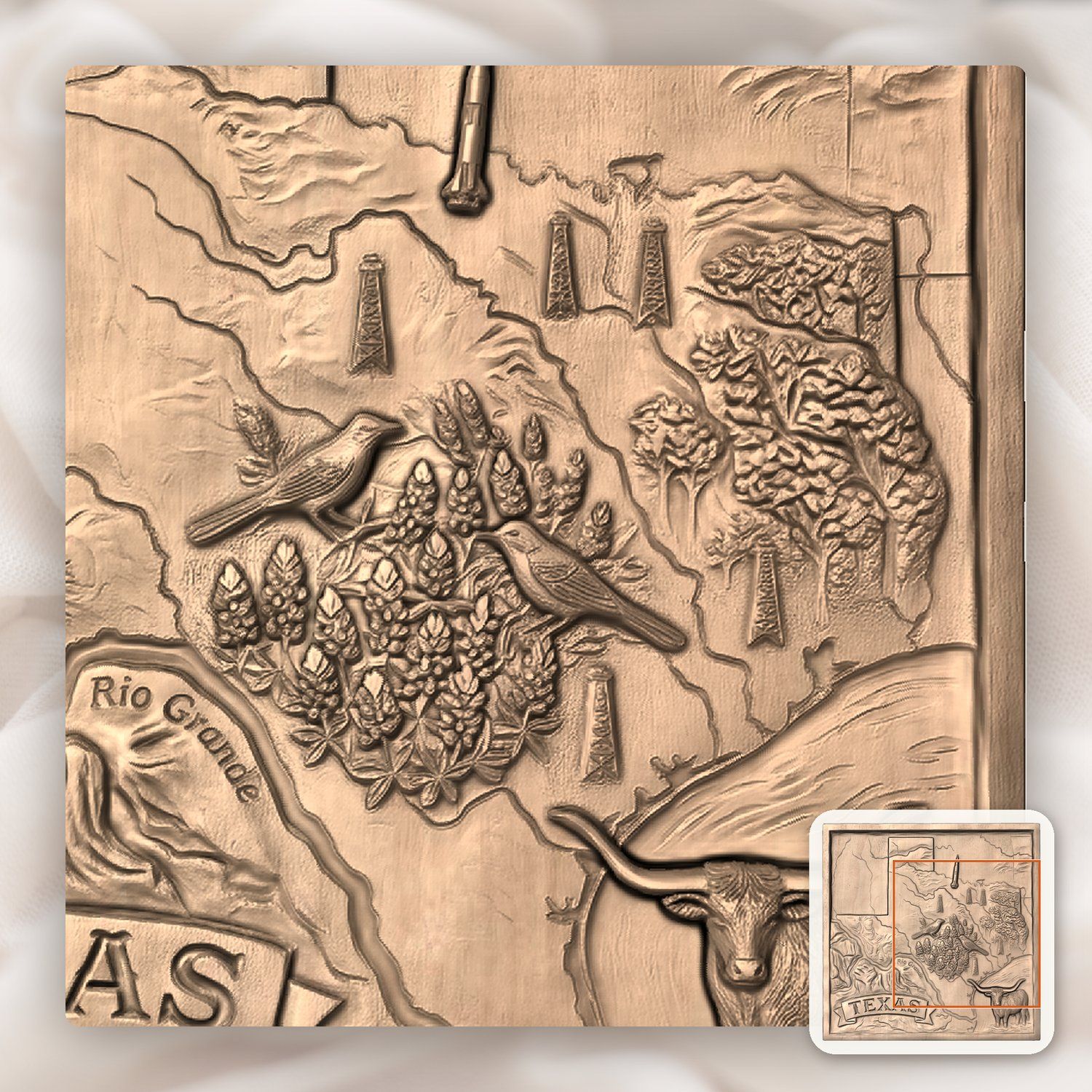 Texas State Map Landscape CNC Relief STL bas-relief STL — view 9