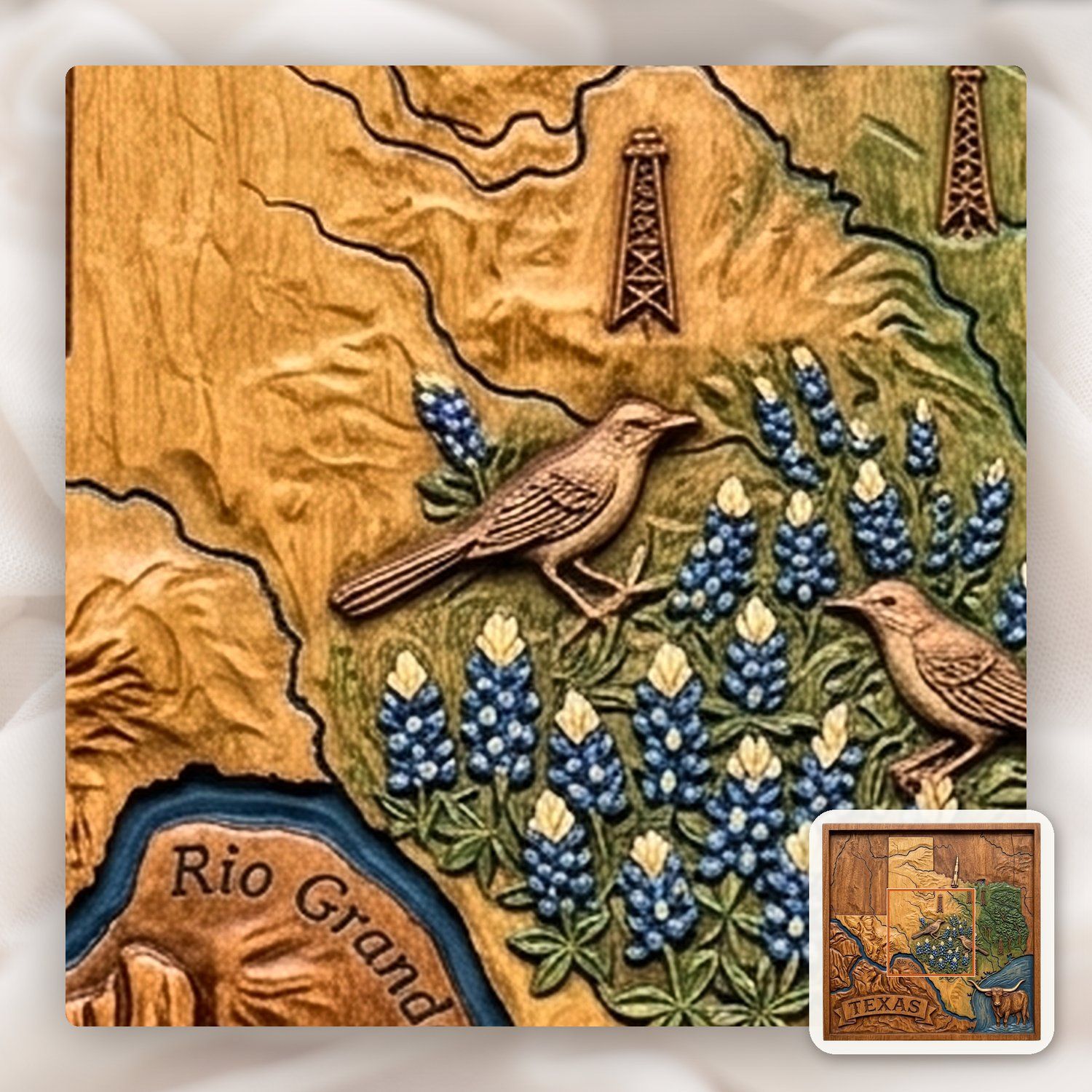 Texas State Map Landscape CNC Relief STL bas-relief STL — view 11