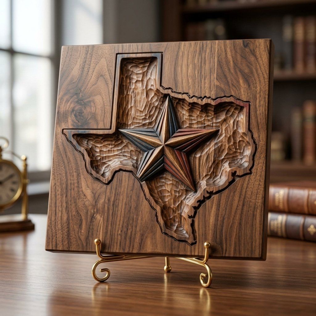 Texas State Map Lone Star CNC Relief STL bas-relief STL — view 3