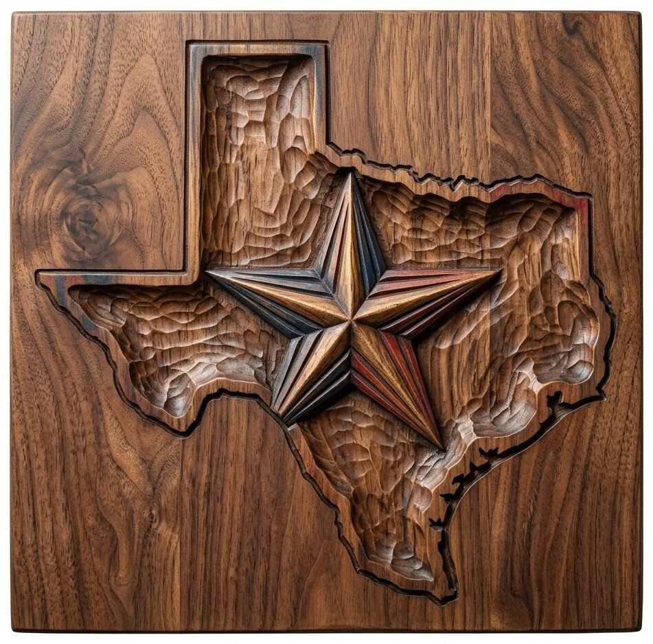 Texas State Map Lone Star CNC Relief STL bas-relief STL — view 12