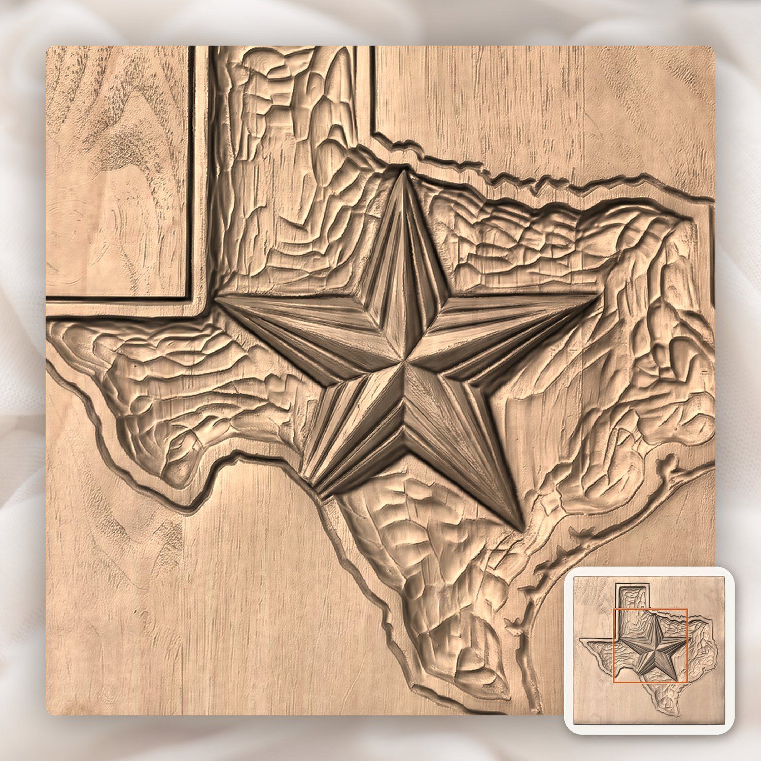 Texas State Map Lone Star CNC Relief STL bas-relief STL — view 6