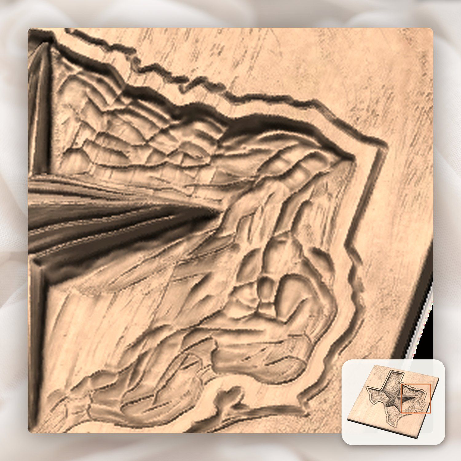 Texas State Map Lone Star CNC Relief STL bas-relief STL — view 10