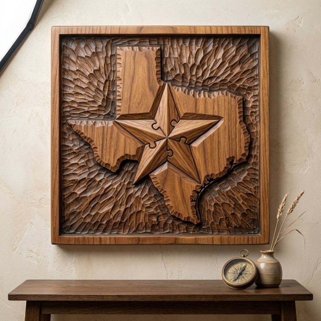 Texas State Map Lone Star CNC Relief STL bas-relief STL — view 14