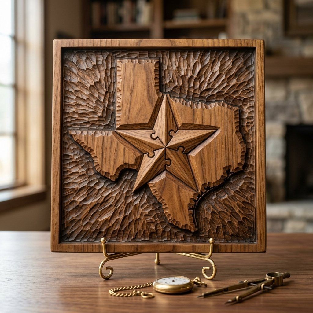 Texas State Map Lone Star CNC Relief STL bas-relief STL — view 3