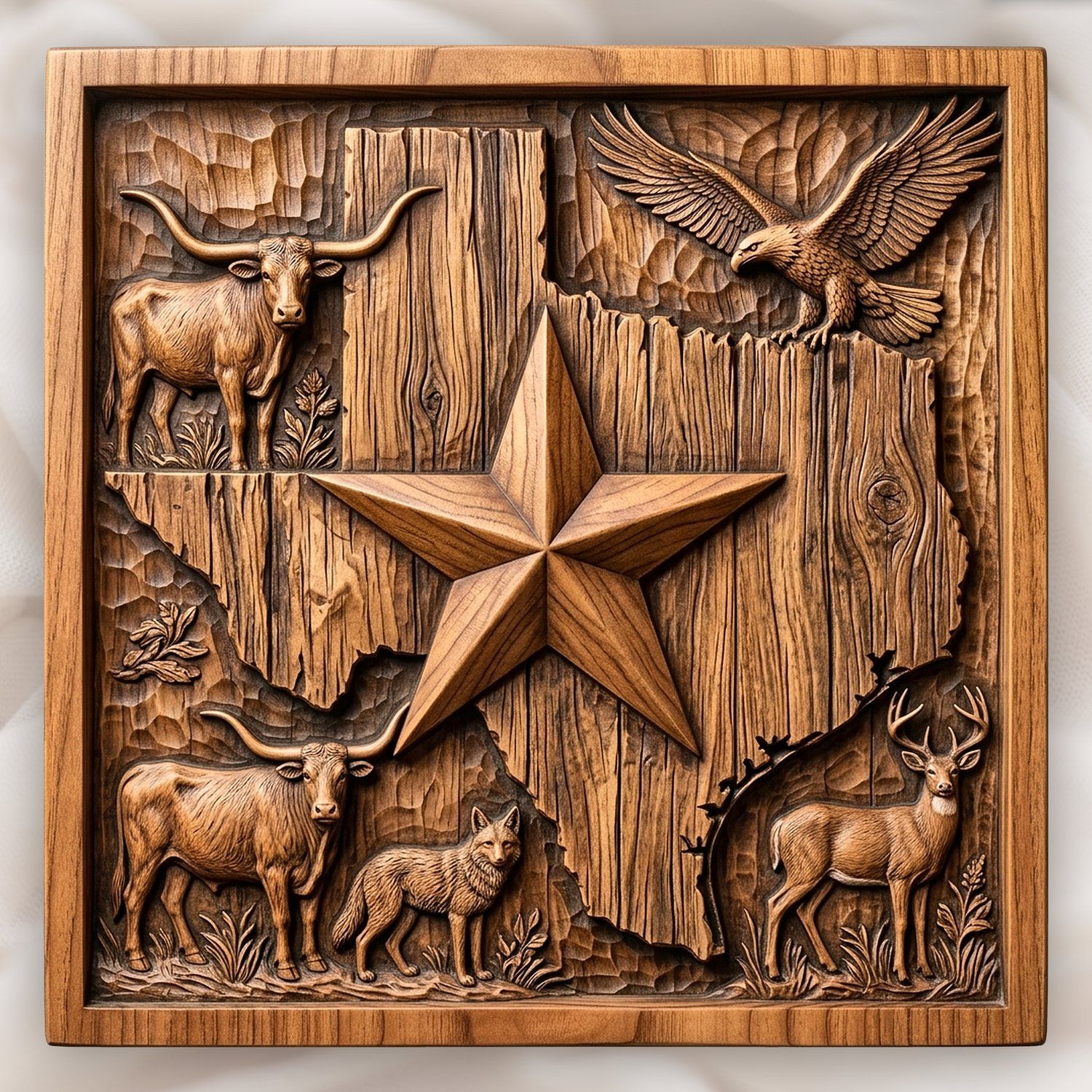 Texas Wildlife Map CNC Relief STL bas-relief STL design