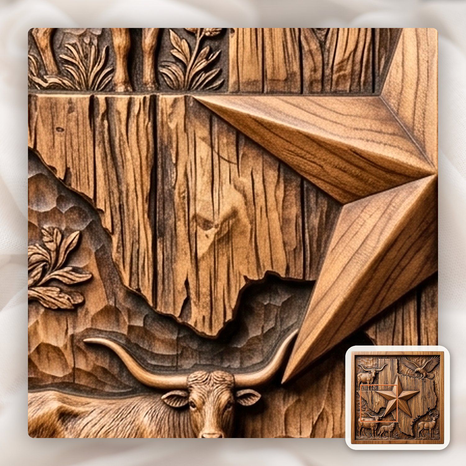 Texas Wildlife Map CNC Relief STL bas-relief STL — view 13