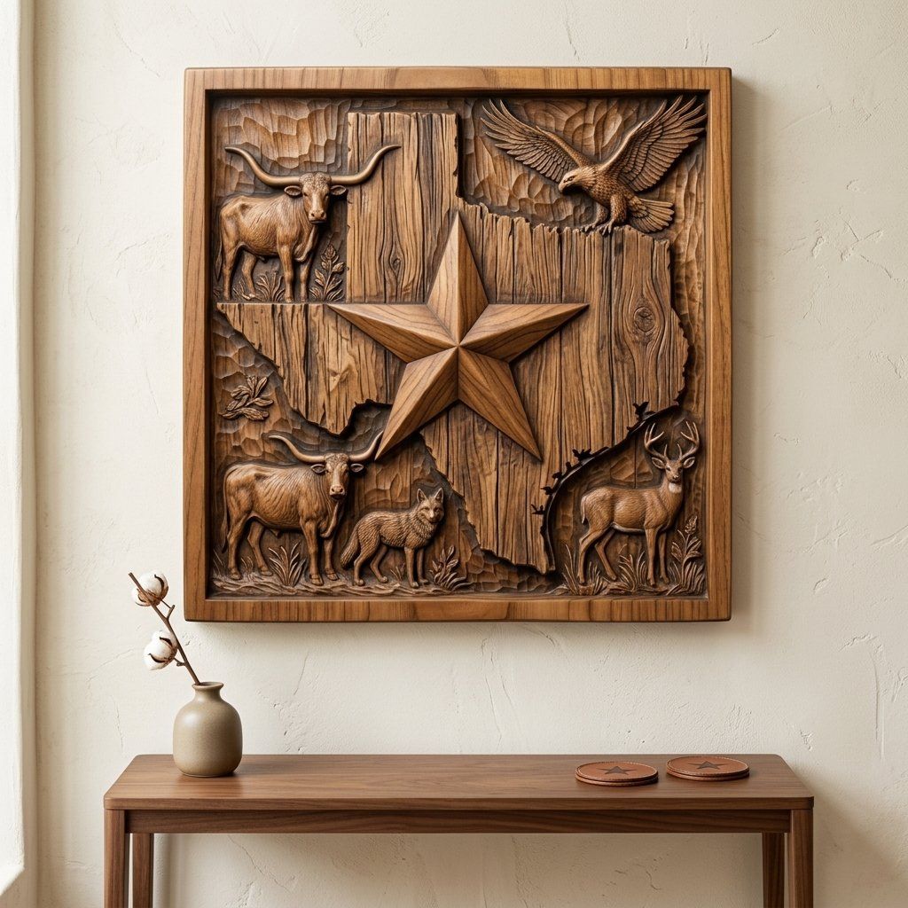 Texas Wildlife Map CNC Relief STL bas-relief STL — view 14