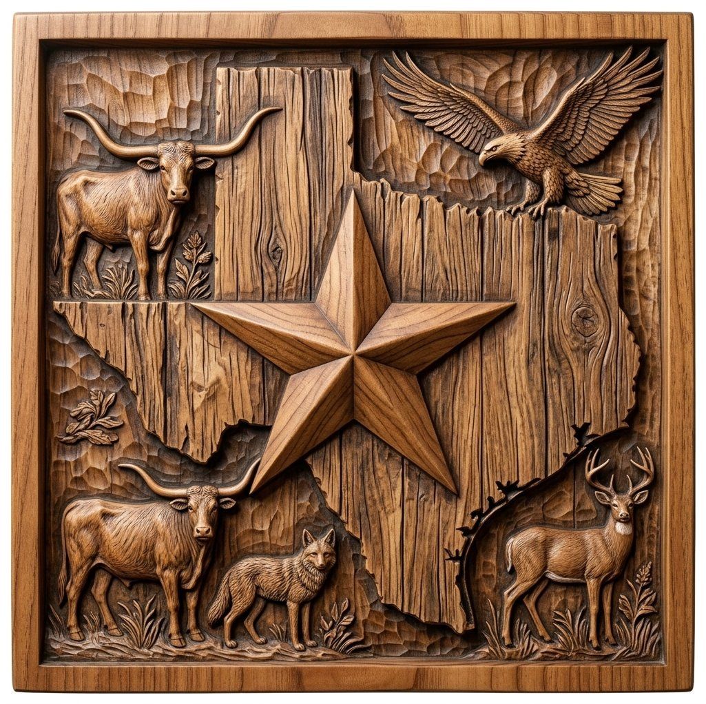 Texas Wildlife Map CNC Relief STL bas-relief STL — view 11