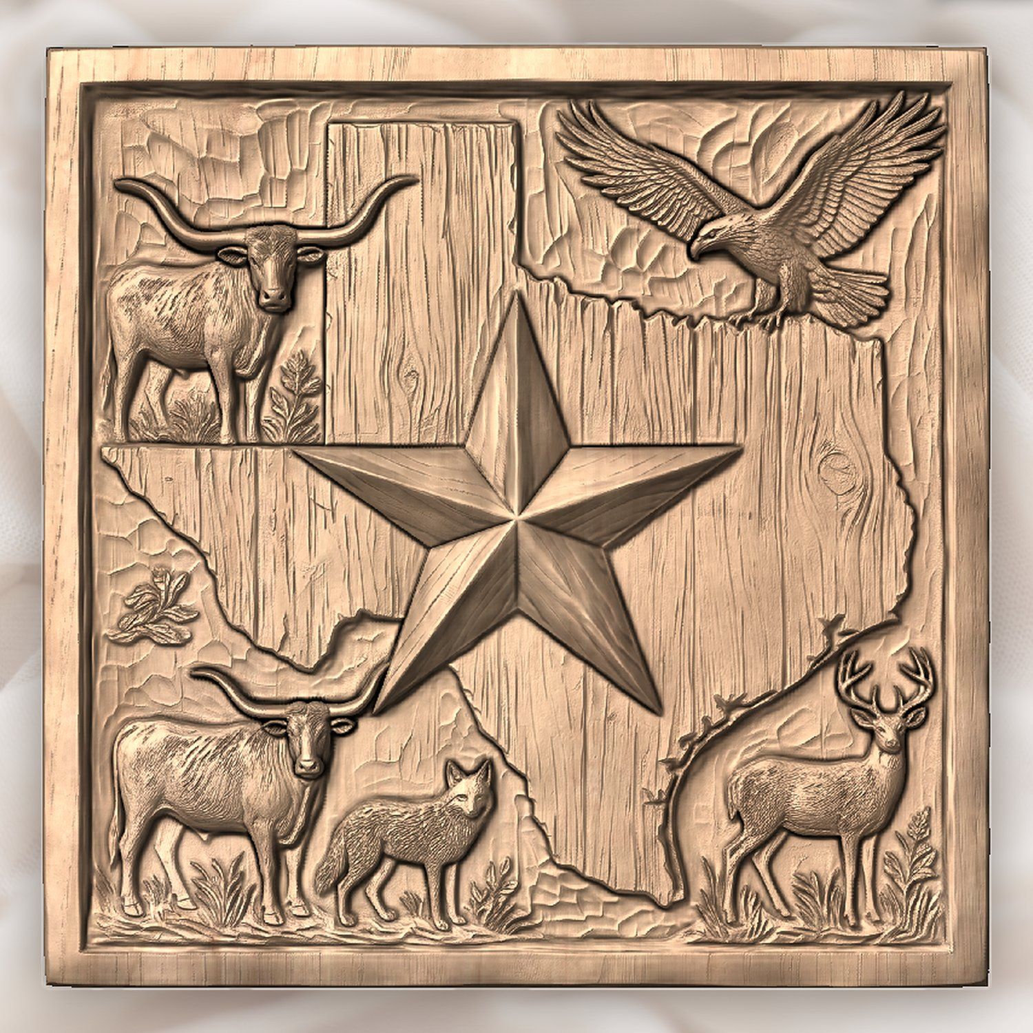 Texas Wildlife Map CNC Relief STL bas-relief STL — view 4