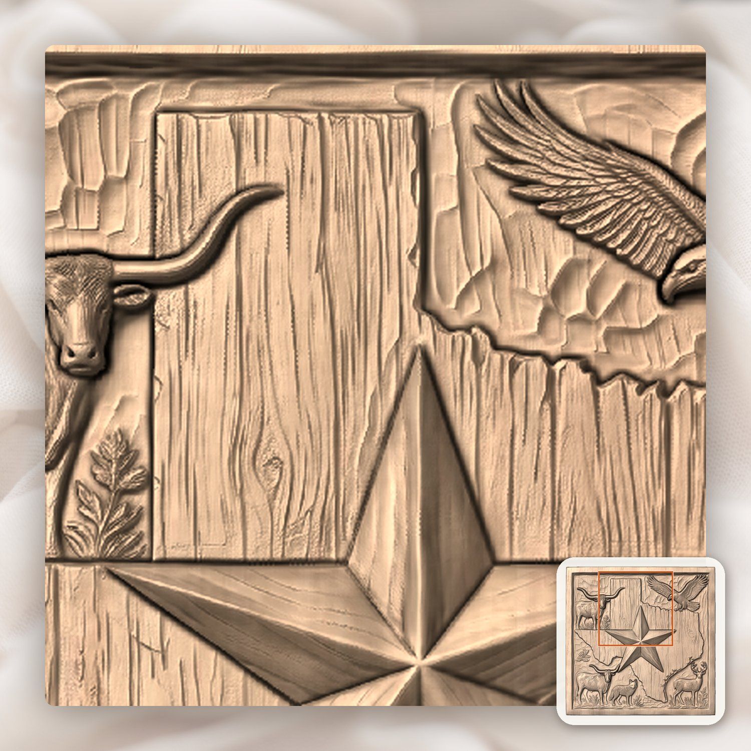 Texas Wildlife Map CNC Relief STL bas-relief STL — view 7