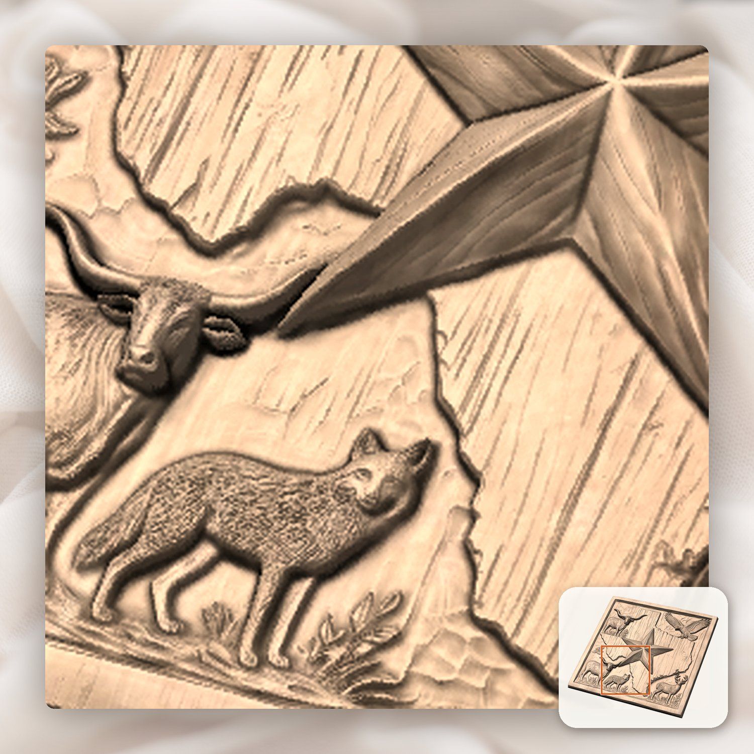 Texas Wildlife Map CNC Relief STL bas-relief STL — view 9