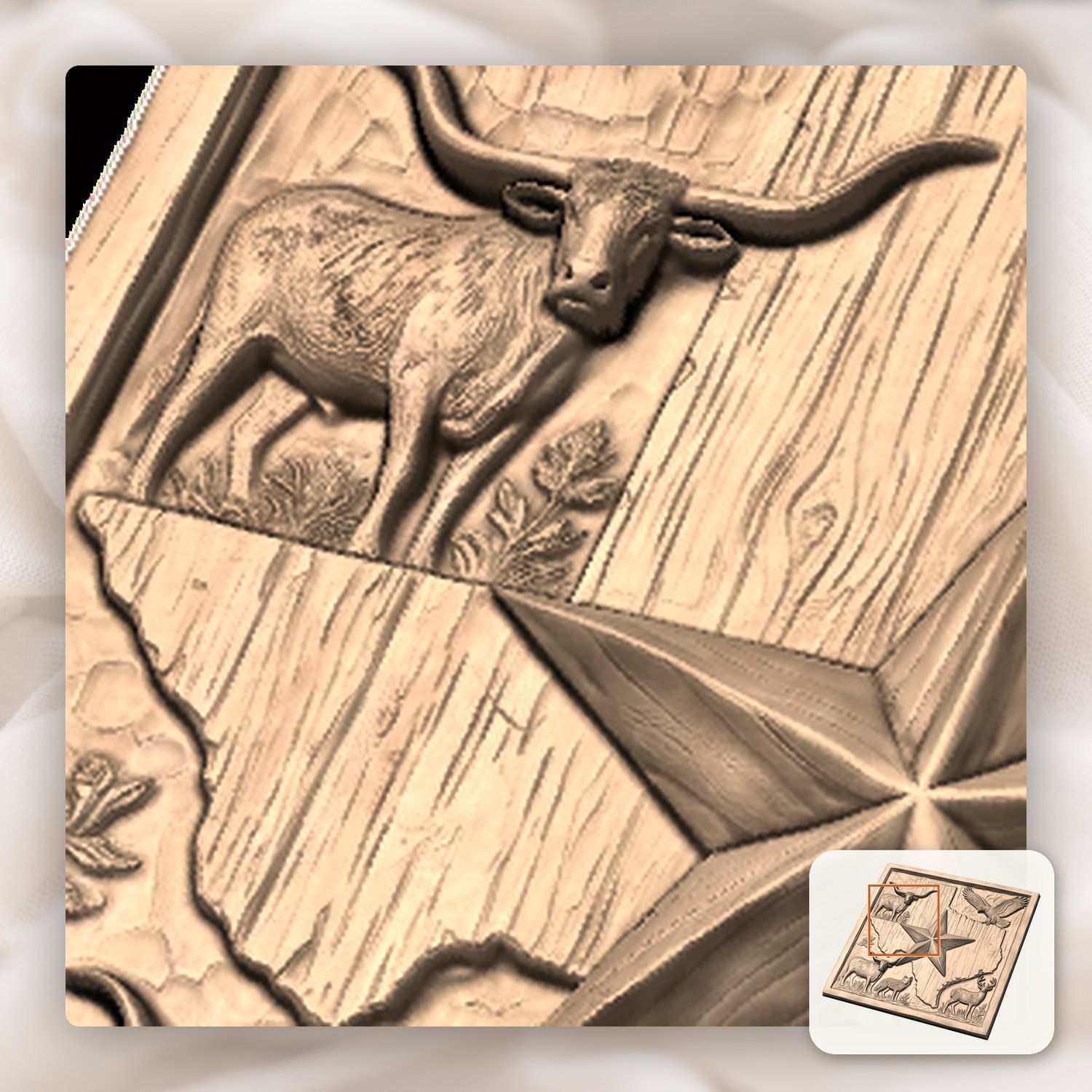 Texas Wildlife Map CNC Relief STL bas-relief STL — view 10