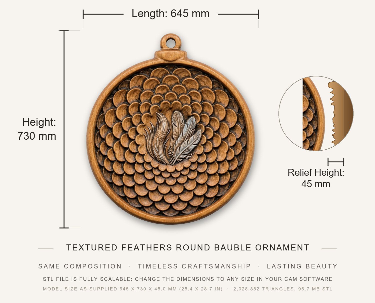 Christmas Ornament CNC Relief STL bas-relief STL — view 14