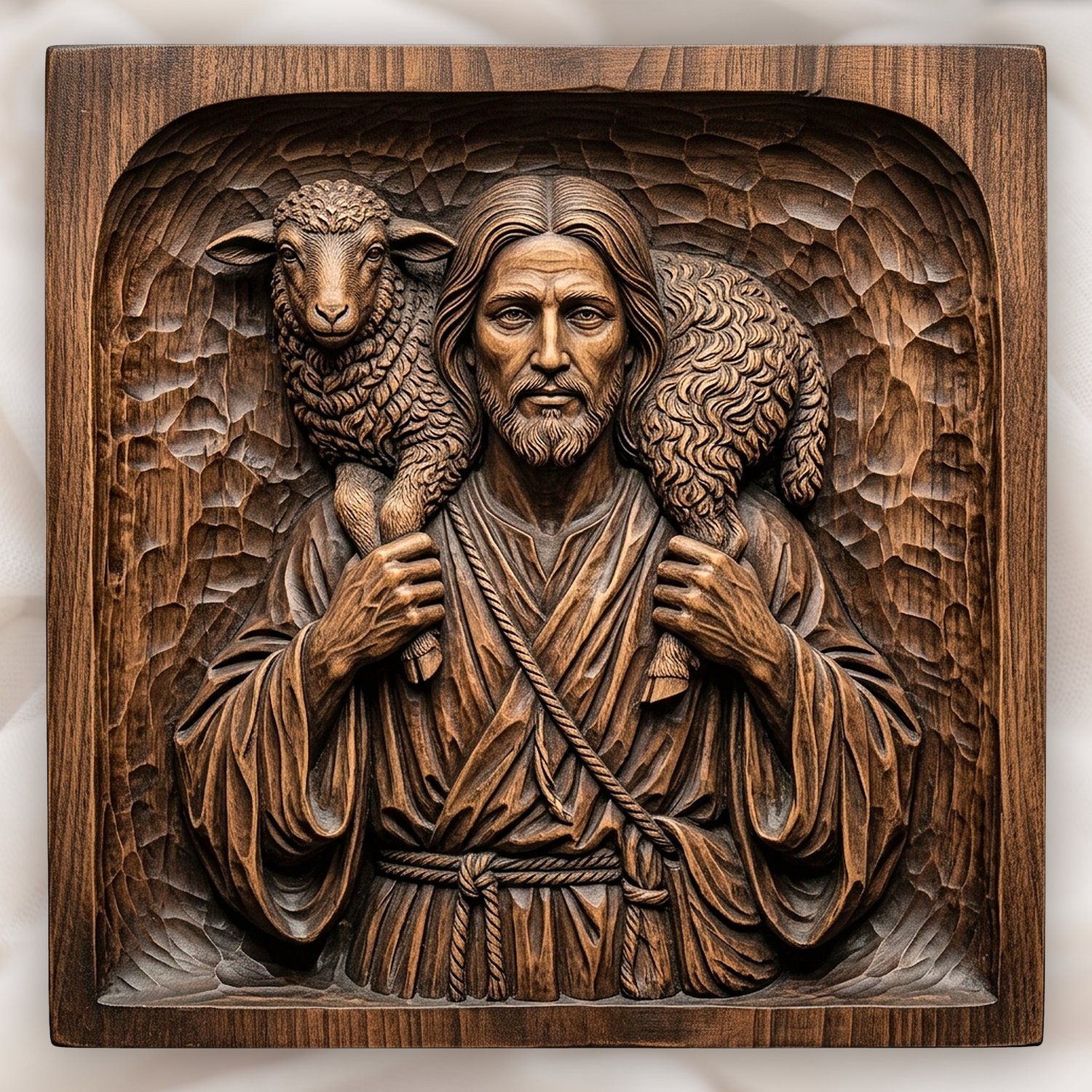 The Good Shepherd Jesus Christ CNC Relief STL bas-relief STL design