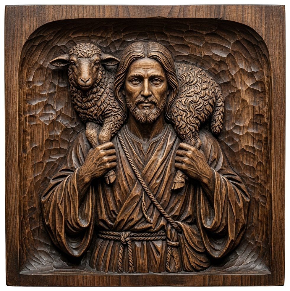 The Good Shepherd Jesus Christ CNC Relief STL bas-relief STL — view 12