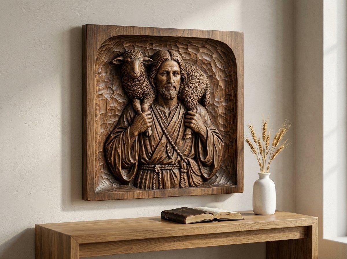 The Good Shepherd Jesus Christ CNC Relief STL bas-relief STL — view 13