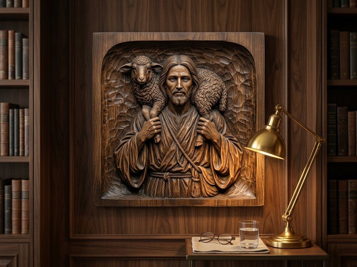 The Good Shepherd Jesus Christ CNC Relief STL bas-relief STL — view 14