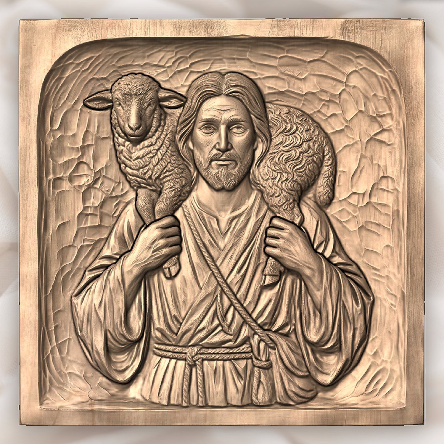 The Good Shepherd Jesus Christ CNC Relief STL bas-relief STL — view 4