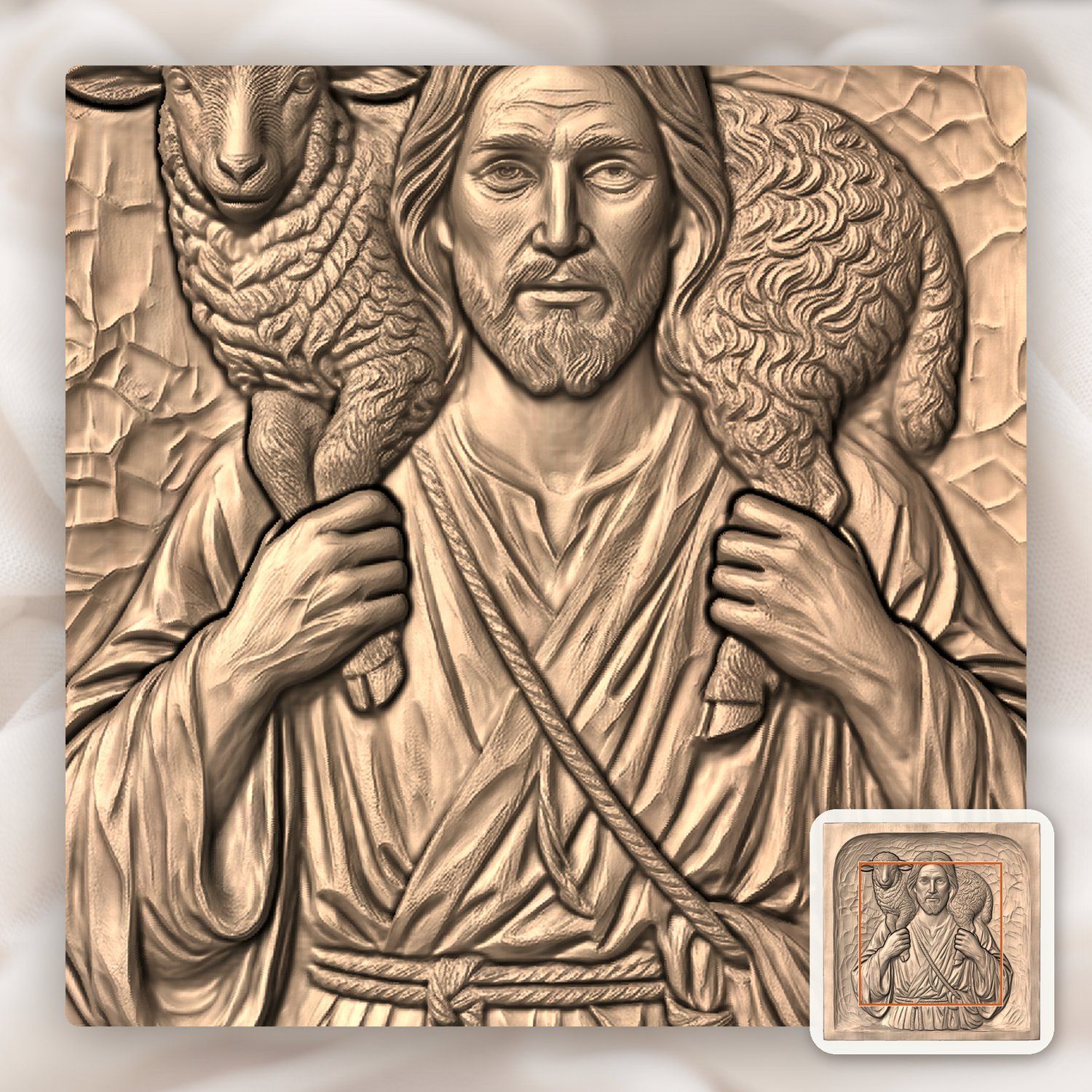 The Good Shepherd Jesus Christ CNC Relief STL bas-relief STL — view 6