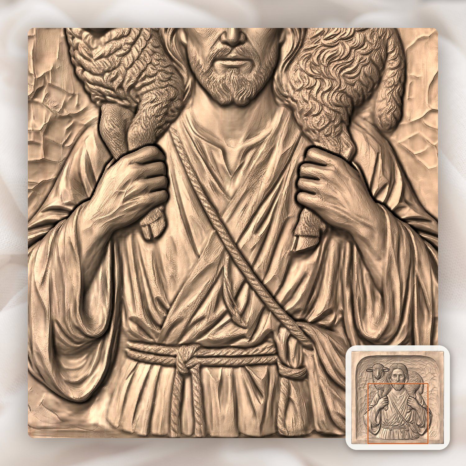 The Good Shepherd Jesus Christ CNC Relief STL bas-relief STL — view 7