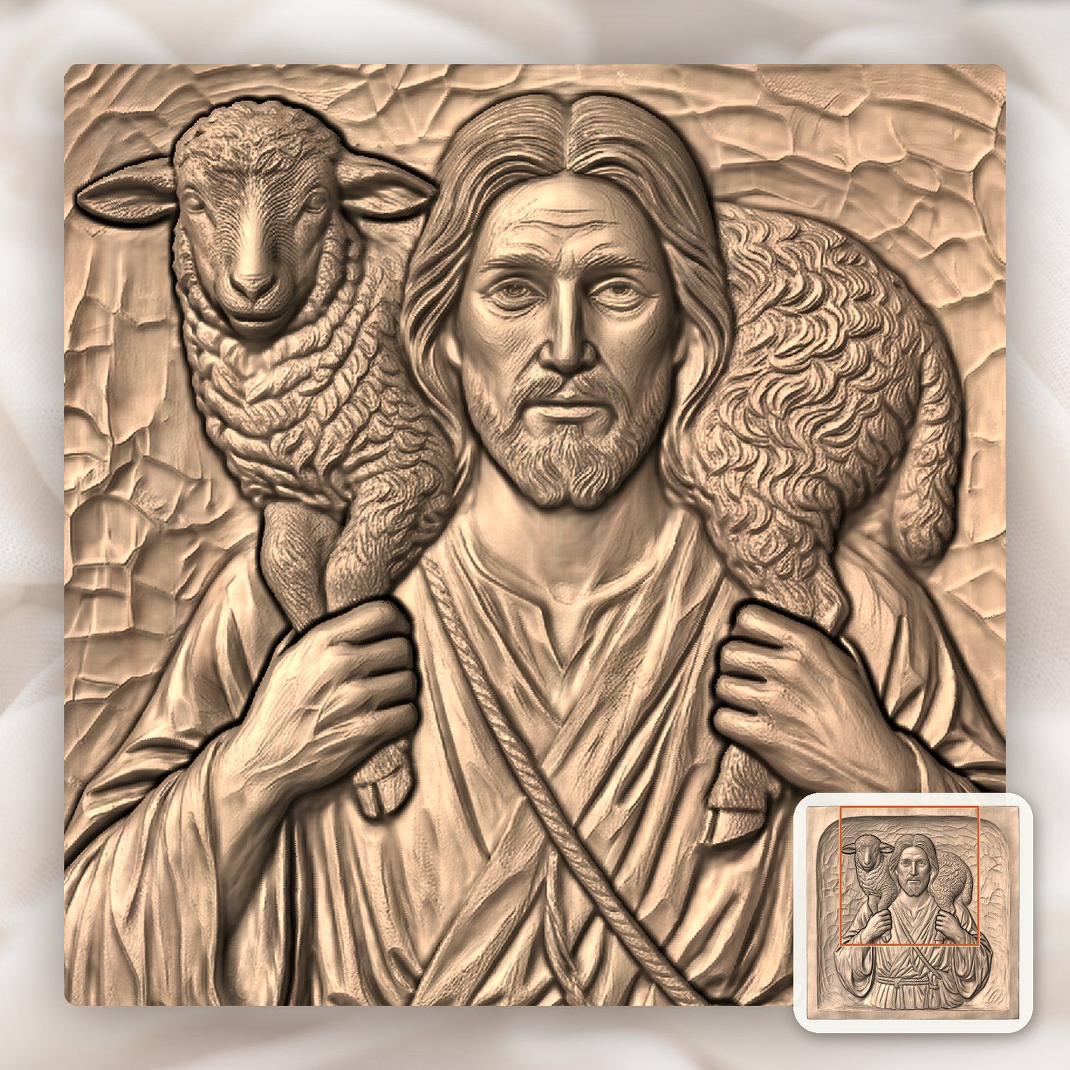 The Good Shepherd Jesus Christ CNC Relief STL bas-relief STL — view 8