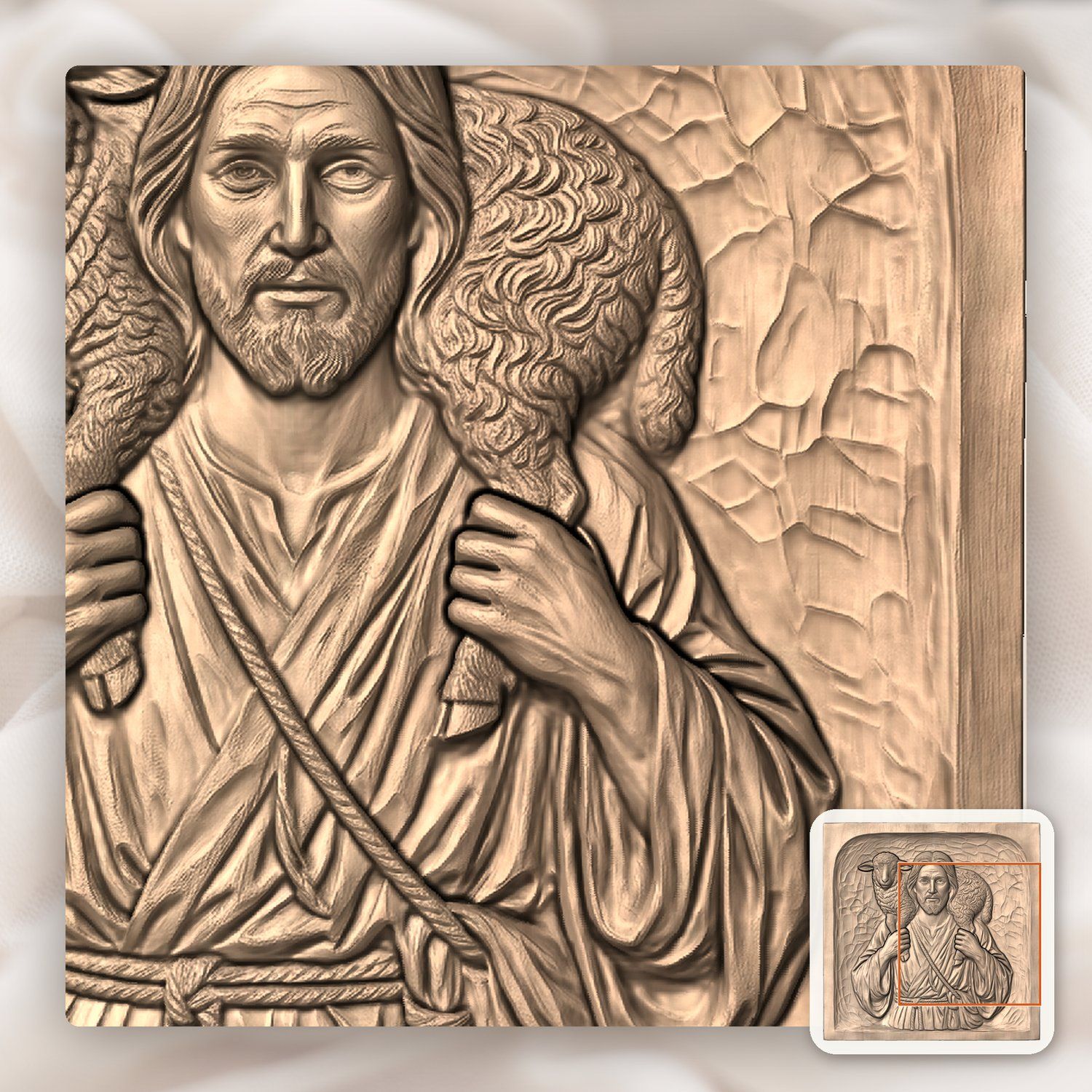 The Good Shepherd Jesus Christ CNC Relief STL bas-relief STL — view 9