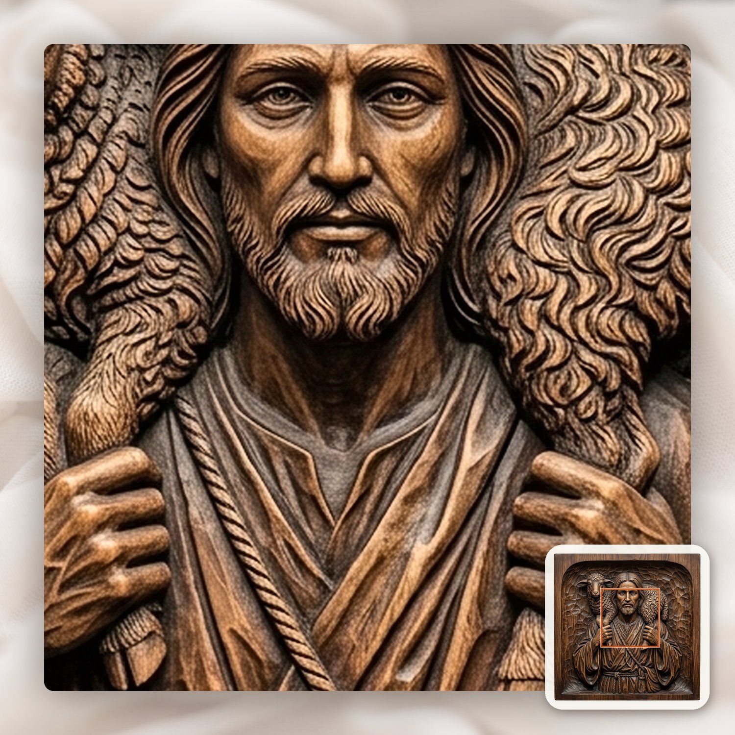 The Good Shepherd Jesus Christ CNC Relief STL bas-relief STL — view 10