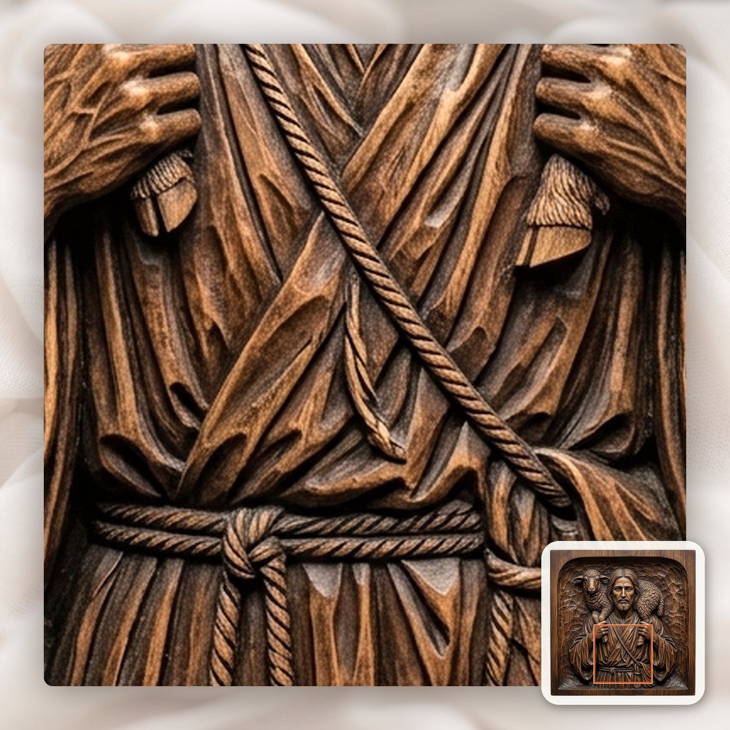 The Good Shepherd Jesus Christ CNC Relief STL bas-relief STL — view 11