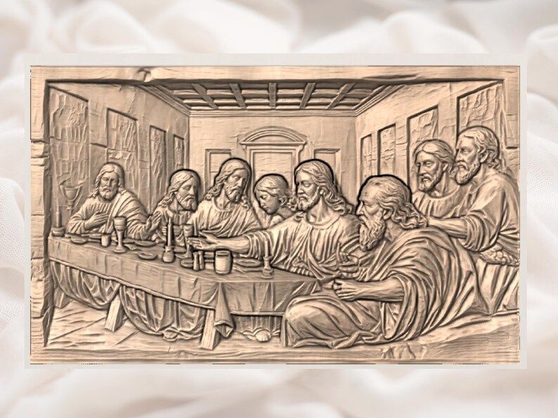 The Last Supper Bas-Relief STL for CNC Carving and 3D Printing bas-relief STL — view 3