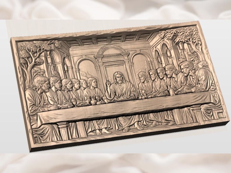 The Last Supper Bas-Relief STL: Jesus and the Twelve Apostles bas-relief STL — view 3