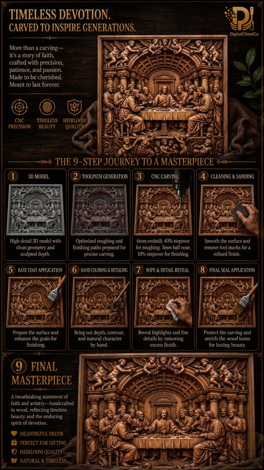 The Last Supper Jesus Apostles CNC Relief STL bas-relief STL — view 2