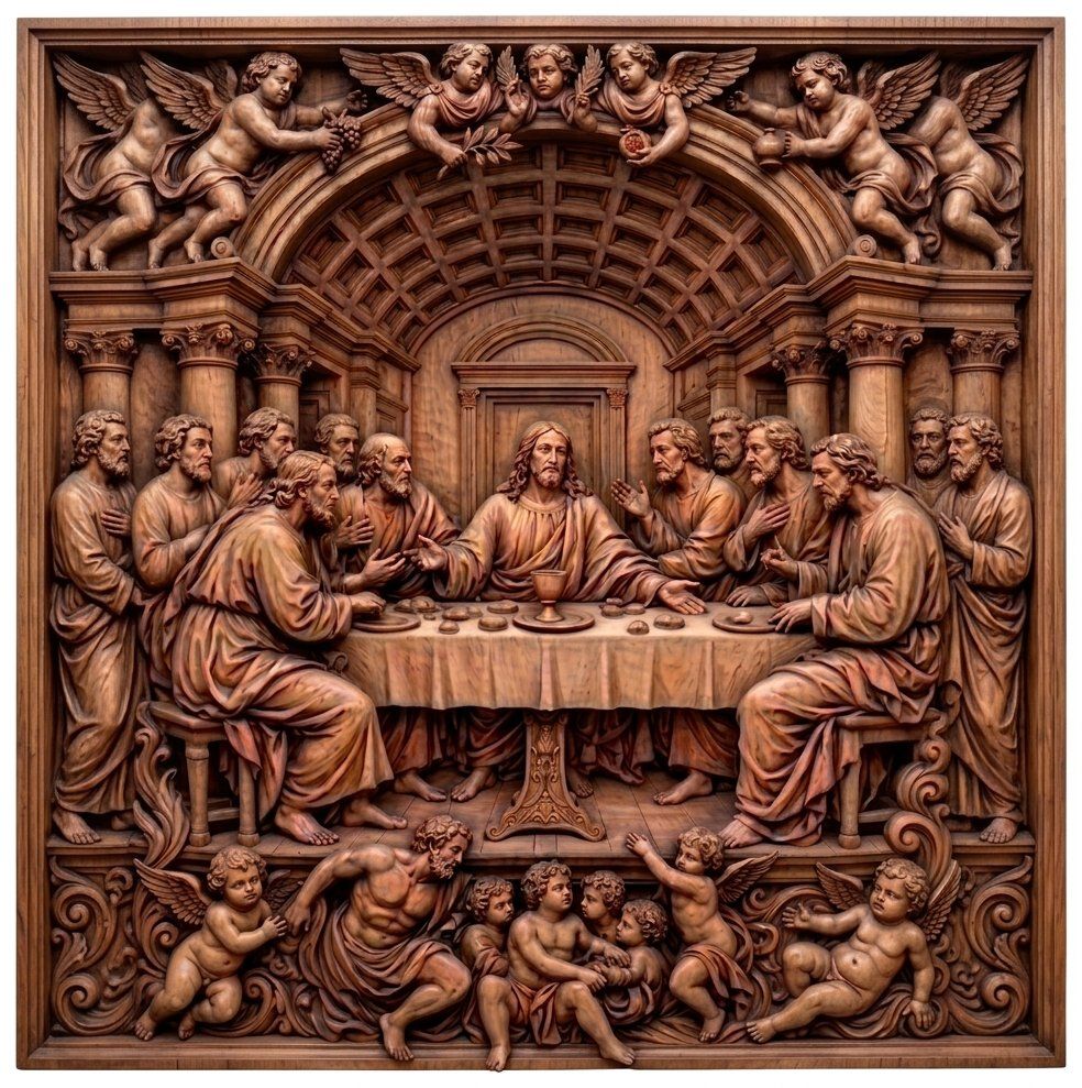 The Last Supper Jesus Apostles CNC Relief STL bas-relief STL — view 3