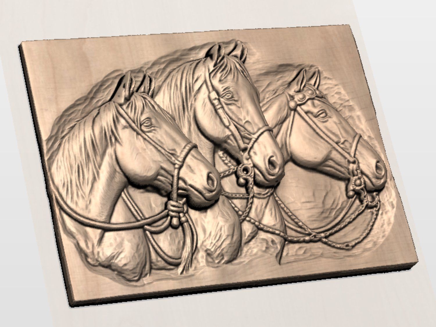 Three Majestic Horses Equestrian Wall Art CNC Relief STL bas-relief STL — view 4