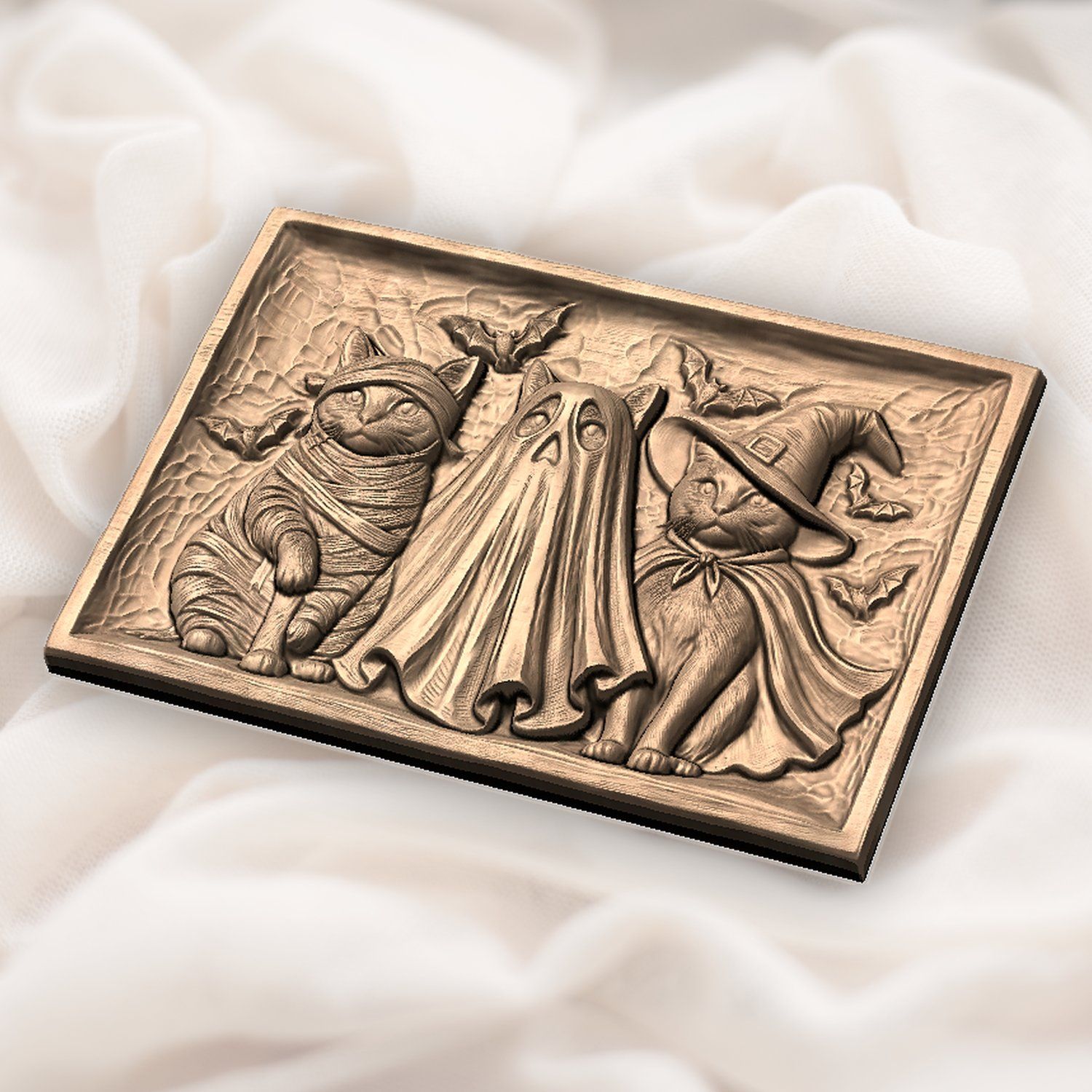 Three Spooky Halloween Cats CNC Relief STL bas-relief STL — view 6