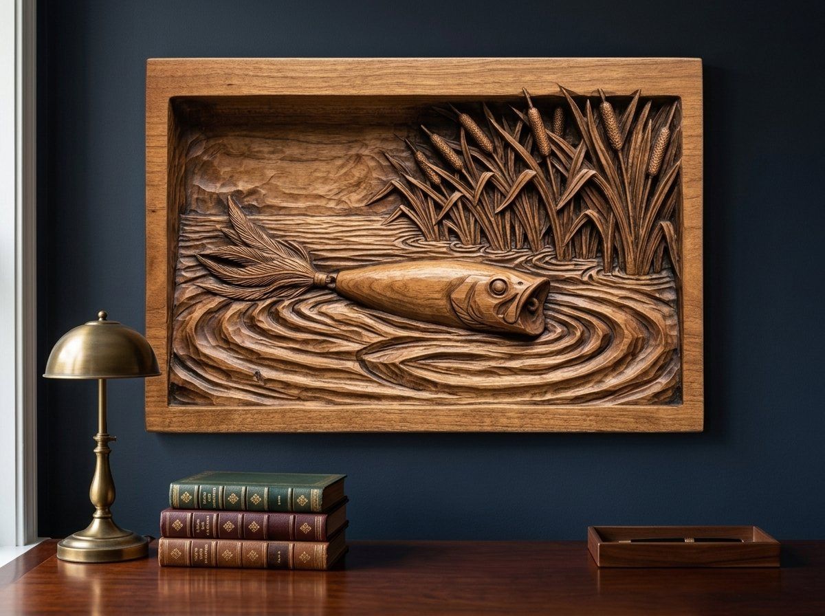 Topwater Popper Fishing Lure CNC Relief STL bas-relief STL — view 14