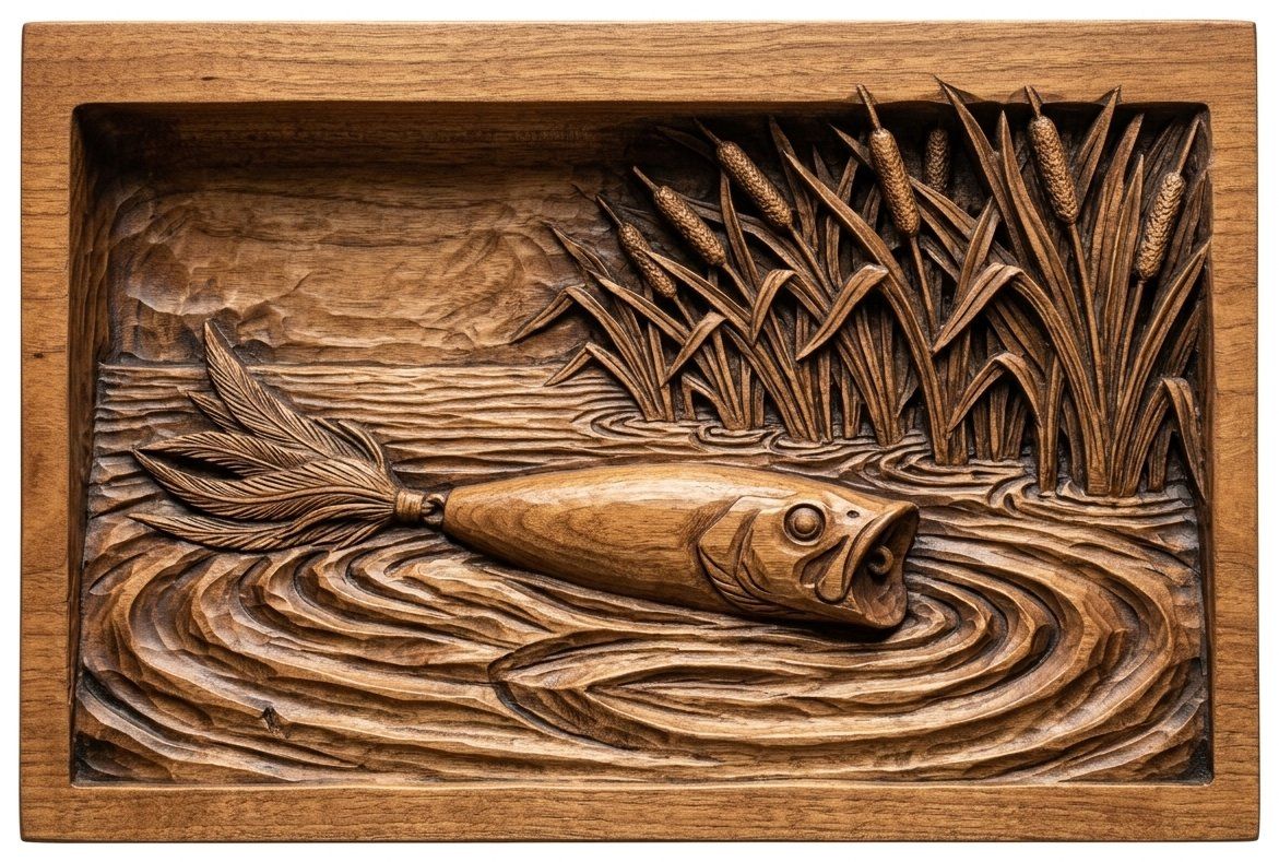 Topwater Popper Fishing Lure CNC Relief STL bas-relief STL — view 13