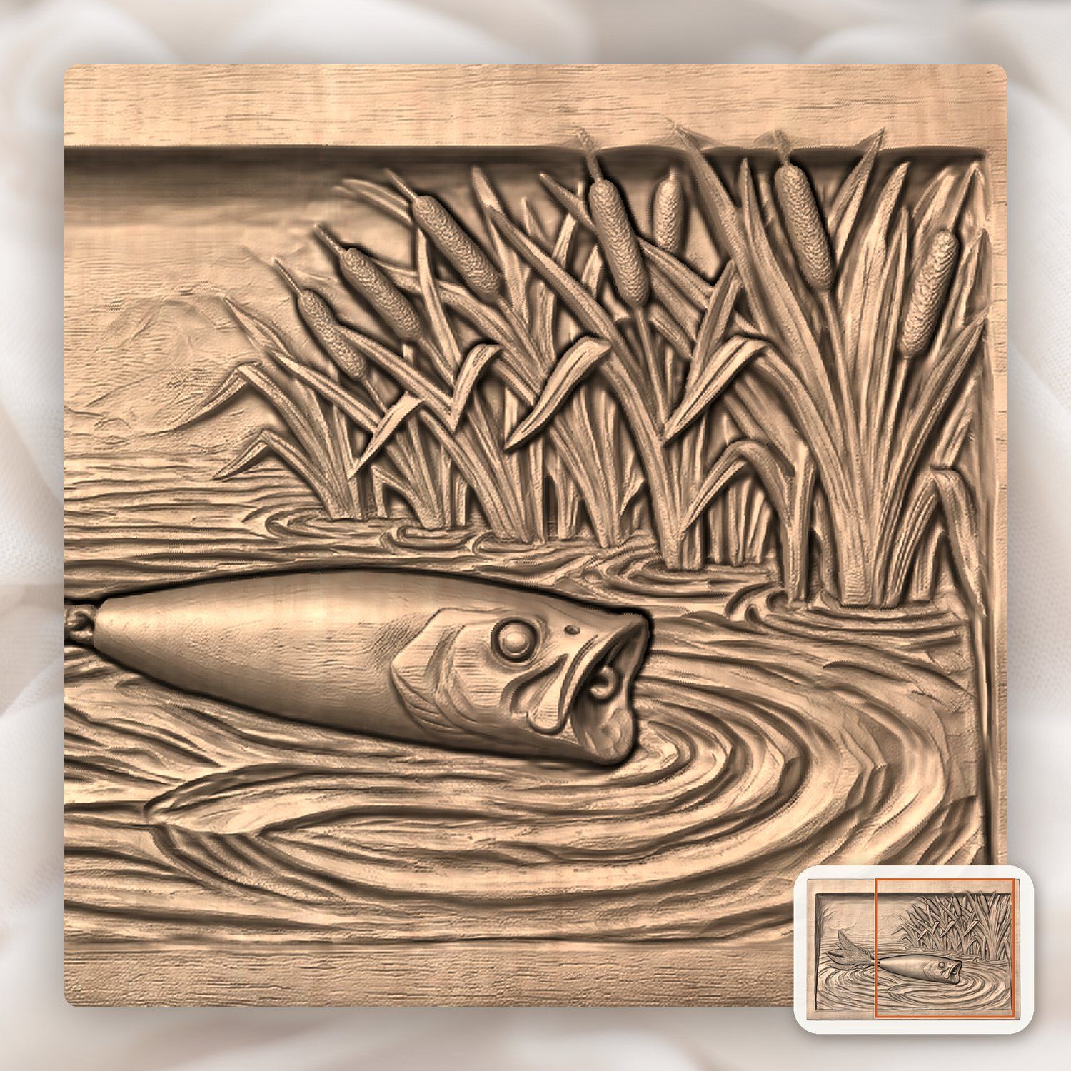 Topwater Popper Fishing Lure CNC Relief STL bas-relief STL — view 6