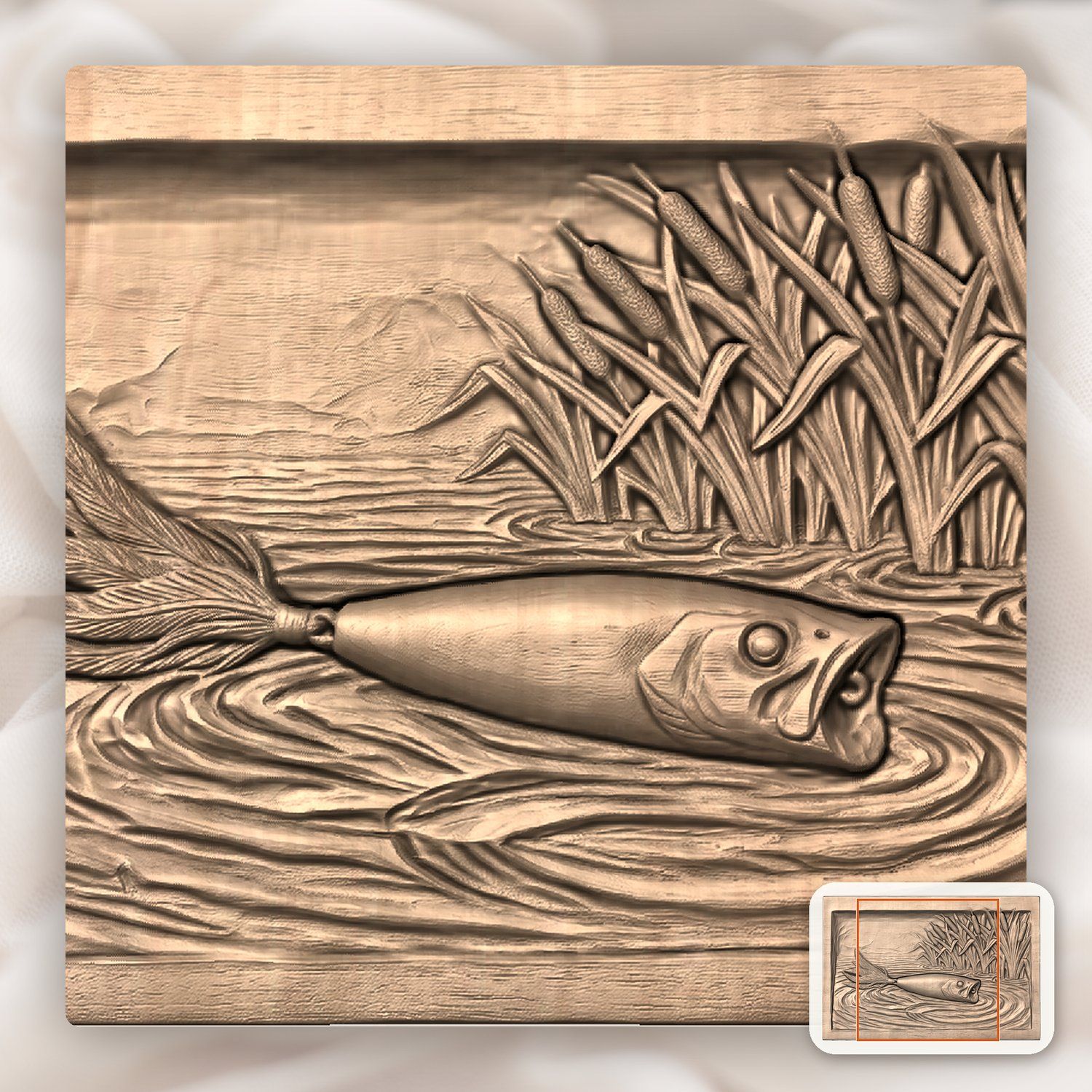 Topwater Popper Fishing Lure CNC Relief STL bas-relief STL — view 7