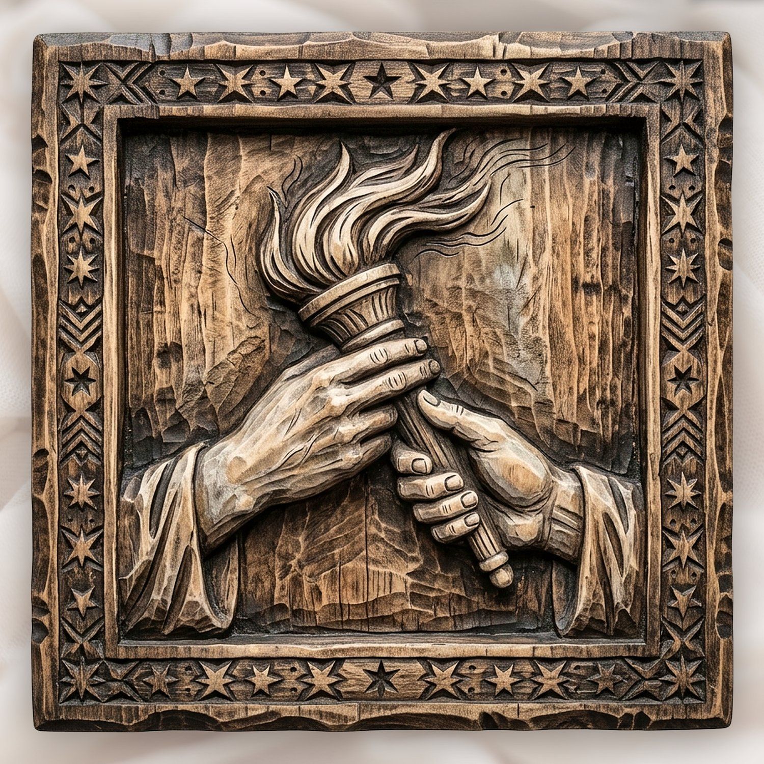 Torch of Enlightenment Unity Hands CNC Relief STL bas-relief STL design