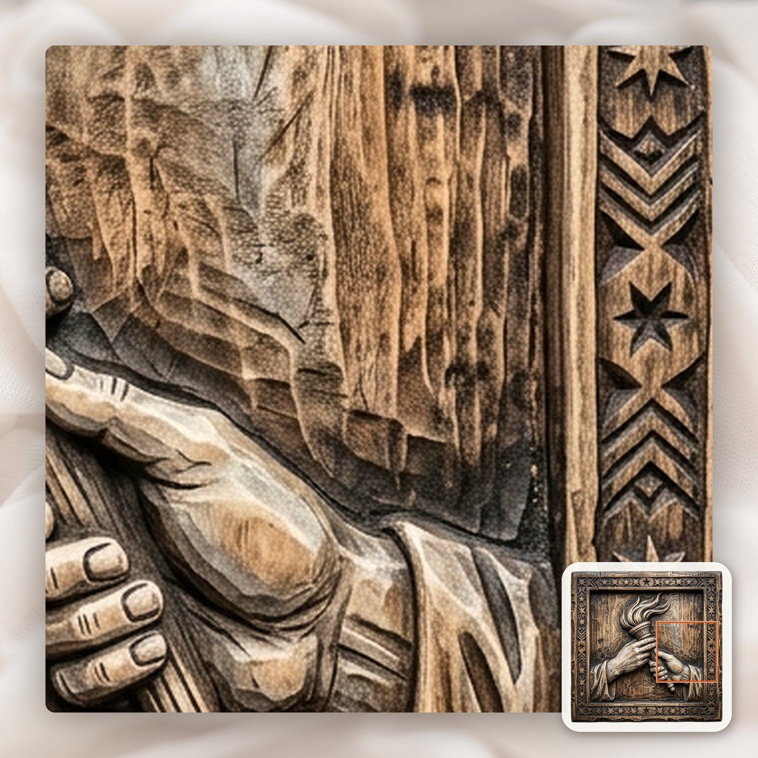 Torch of Enlightenment Unity Hands CNC Relief STL bas-relief STL — view 13